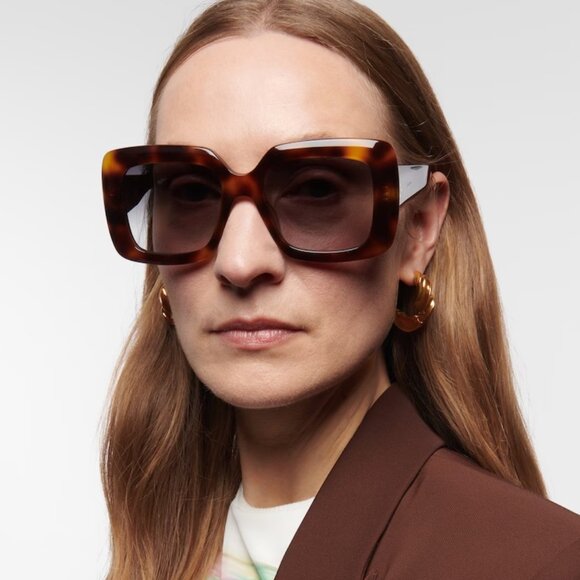 Celine Women Sunglasses Havana Gradient Smoke Geometric CL40263I 3 DOTS 53B NEW - Picture 9 of 11